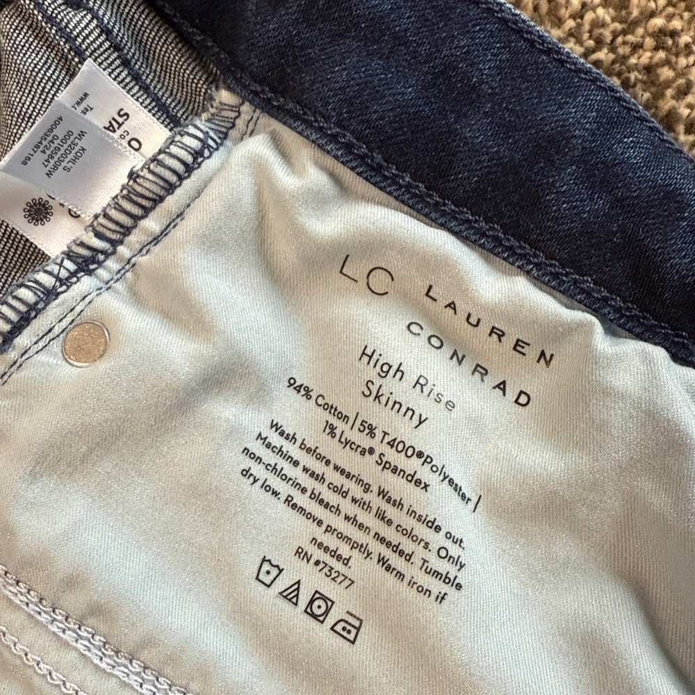 LC Lauren Conrad High Rise Skinny Jeans, SIZE 12, dark wash - Picture 4 of 9
